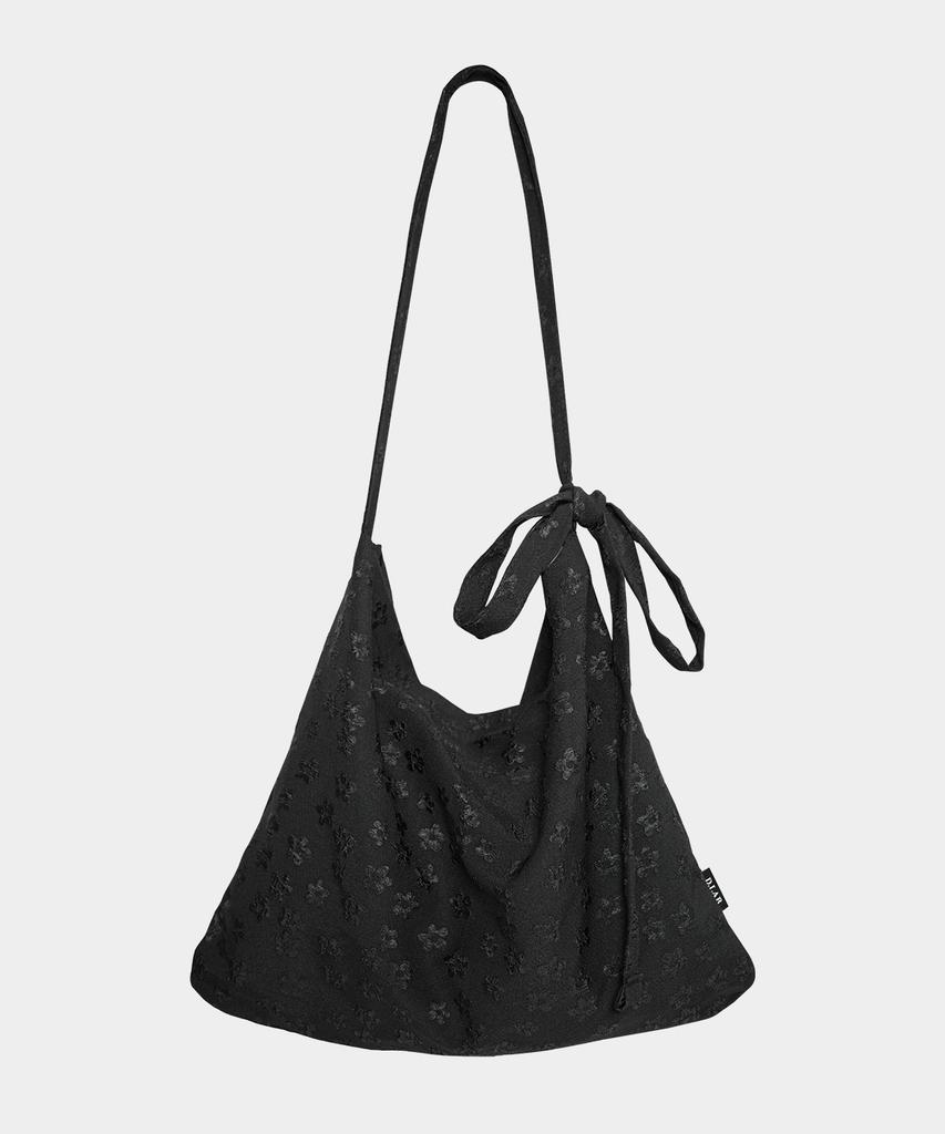 D.Lab Plum Pattern Ribbon Eco Bag - Flower Pattern Black