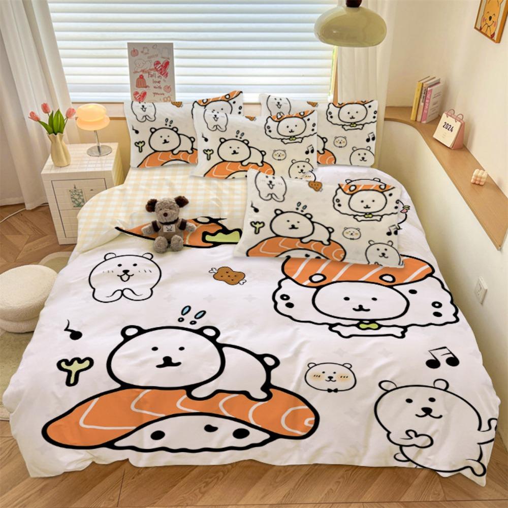 Cute Bear Duvet Cover pillowcase Bedding Bedroom Decoration Children Gift adult Single Double bed Large SizeZip Duvet Cover