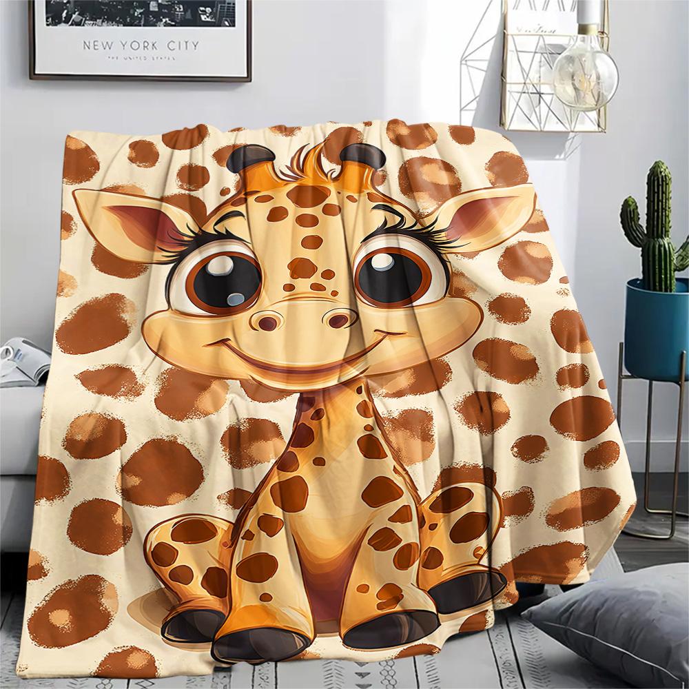 Giraffe Print Flannel Blanket, High quality Comfortable for All Seasons, Home Decor, Warmth and Comfort, Perfect for Christmas Gifts