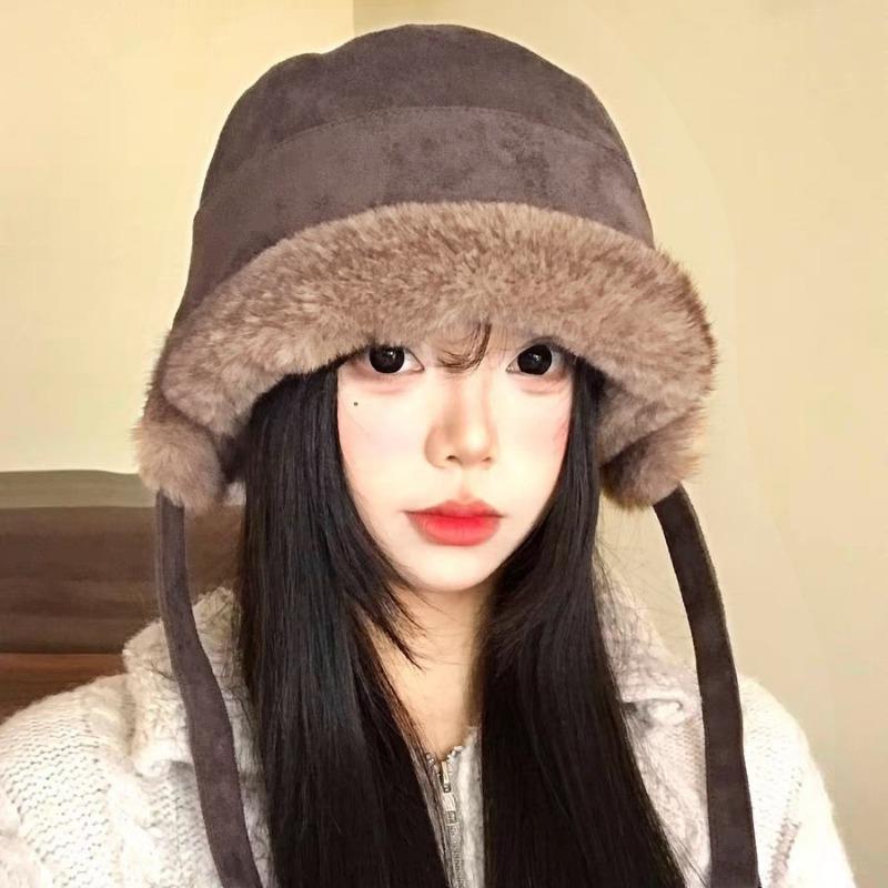 Women S Suede Earflap Hat Outdoor Casual Warm Plush Hat