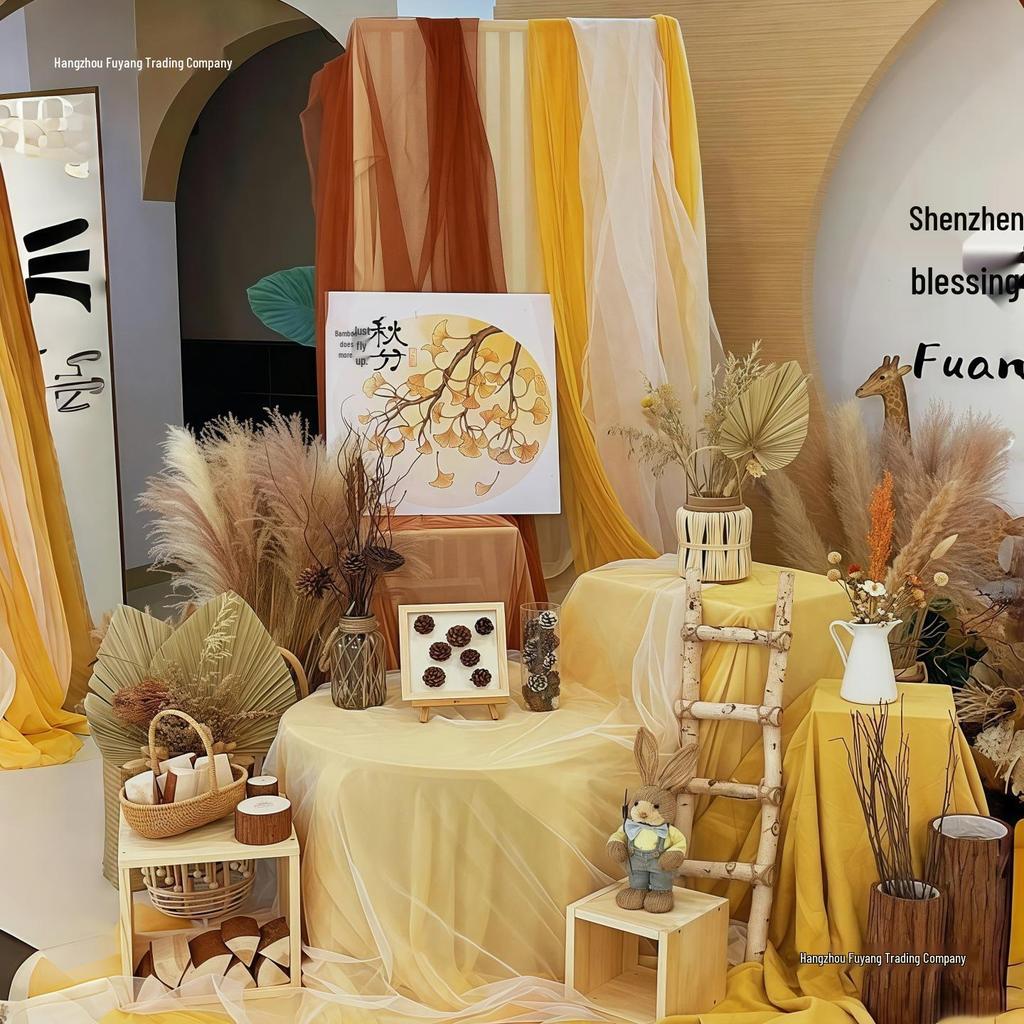 Autumn Harvest Orange Yarn Curtain for Kindergarten Nature Corner Decoration