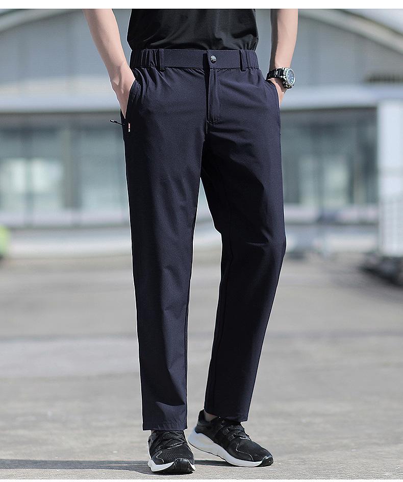 Men's Ice Silk Quick-Dry Summer Pants - Lightweight, Loose, Stretchy, Breathable Casual Trousers with Straight Leg, Plus Size Options Available.