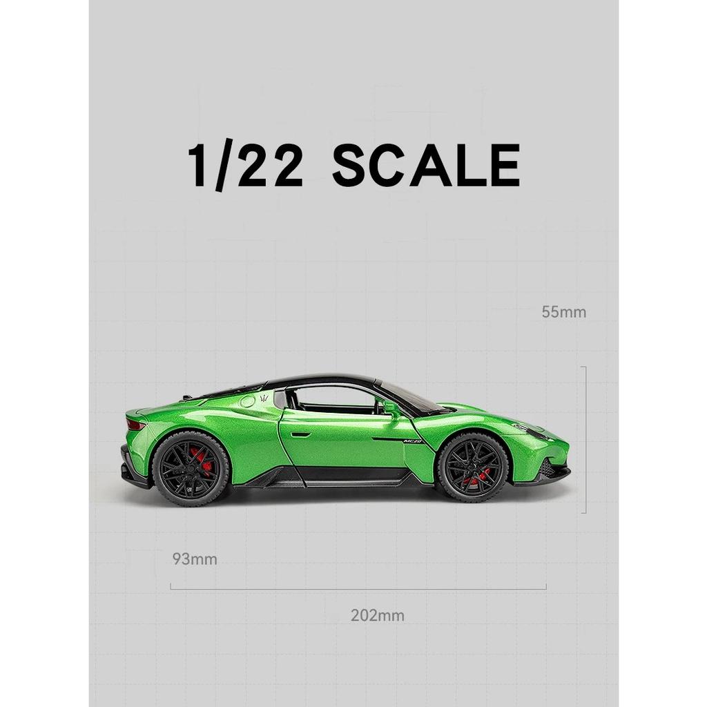 1/22 Maserati MC20 Alloy Model Car Metal Diecast Large Scale Vehicle Toy Model Collection Sound & Light Toy Car Gift for Kids