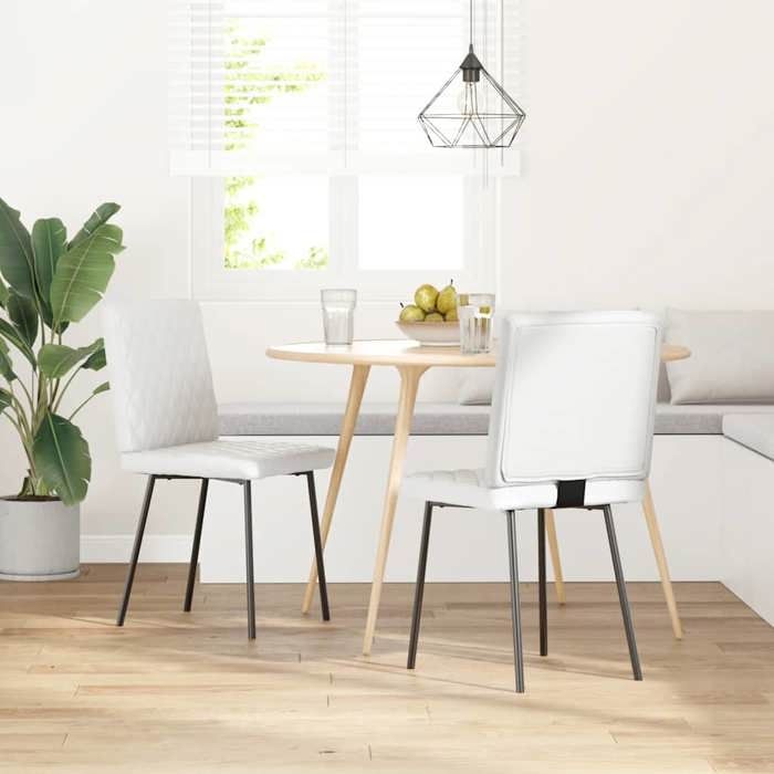 VidaXL Chaises à manger lot de 2 blanc similicuir, chaise, chaise de salon, chaise d'appoint, chaise de cuisine, siège à 4101119