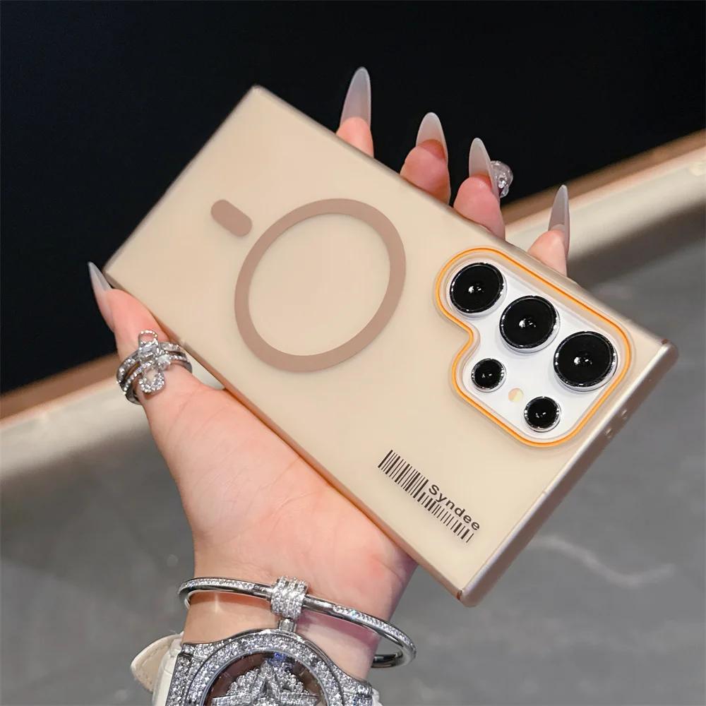 

Для чехла Magsafe Wireless Charge для Samsung Galaxy S25 S24 S23 S22 S21 Plus FE Note 20 ультрапрозрачный противоударный матовый чехол For Samsung Galaxy Note20 Ultra