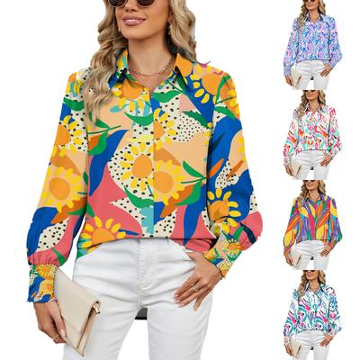 2024 Autumn/Winter New Polo Long Sleeve Loose Printed Shirt Women'S Shirt