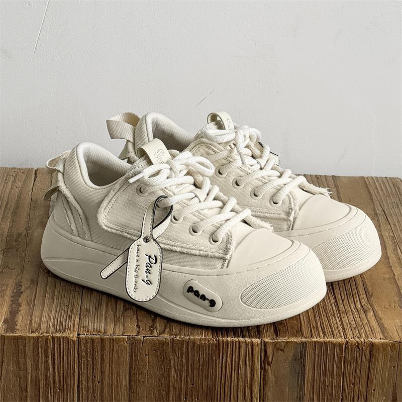 

Star bag shoes of the same style, men s niche simple design, couple s canvas shoes, heightened thick-soled versatile casual trendy shoes Female code 36 белый