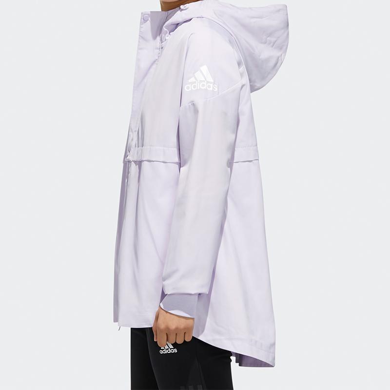 Adidas Alphabet Logo Printed Hooded Outerwear, Women Functional Sports Jacket Light Purple FM9258