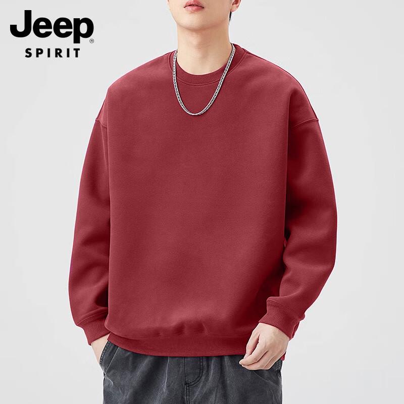 

JEEP SPIRIT Men s Solid Color Heavyweight Crewneck Sweatshirt M