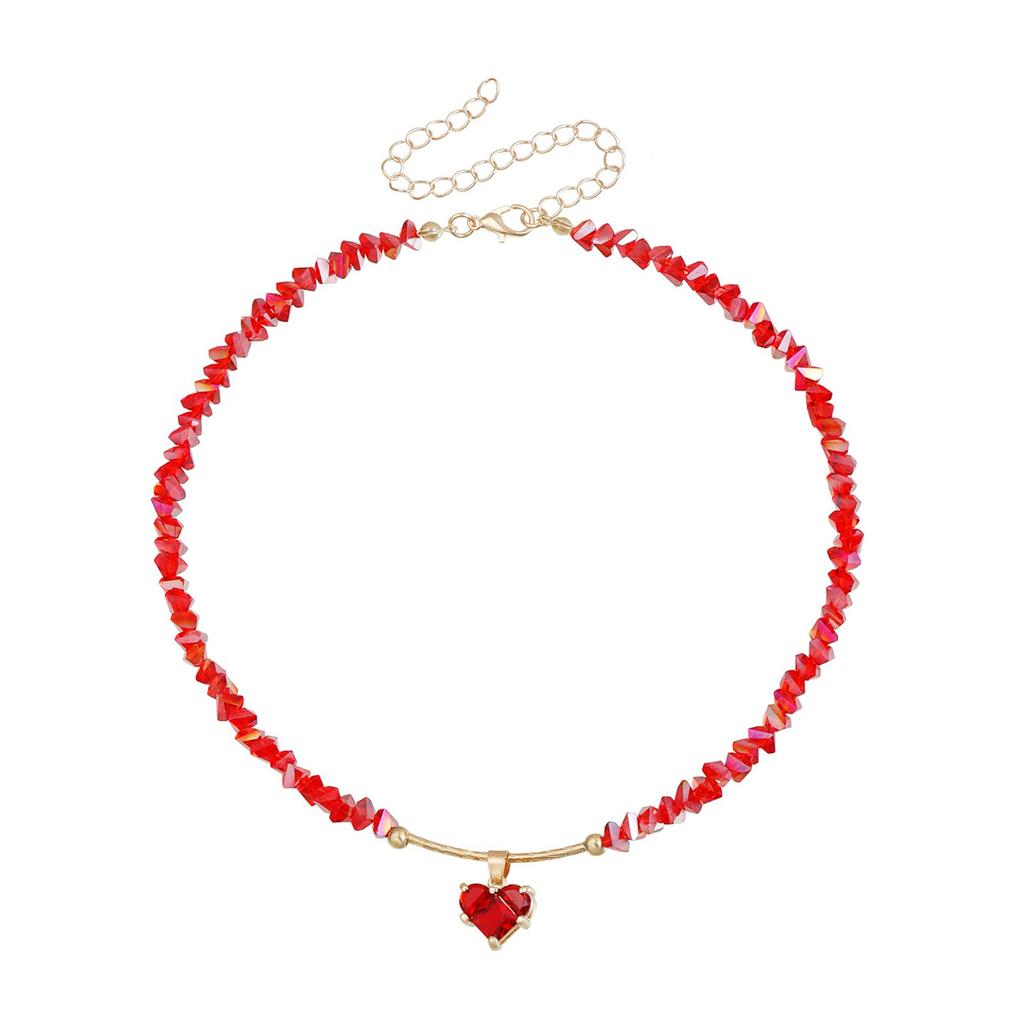 Handcrafted Glass Bead Love Crystal Pendant Necklace Elegant Design Clavicle Chain For Daily Wear And Special Occasions