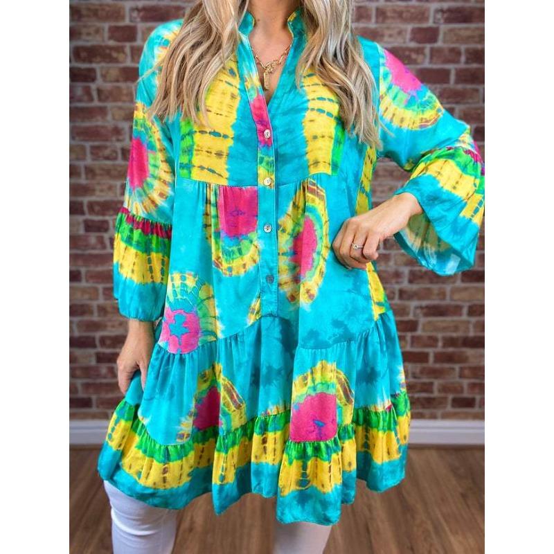 Rochie de damă imprimată de primăvară și toamnă