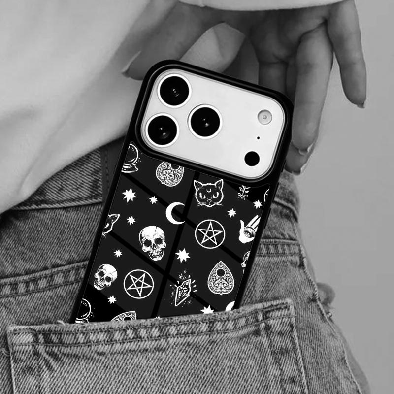 Skull with Dimand Eyes Phone Case for iPhone 17ProMax 12 13 14 15 16e 17 Pro Max Plus Air Cover