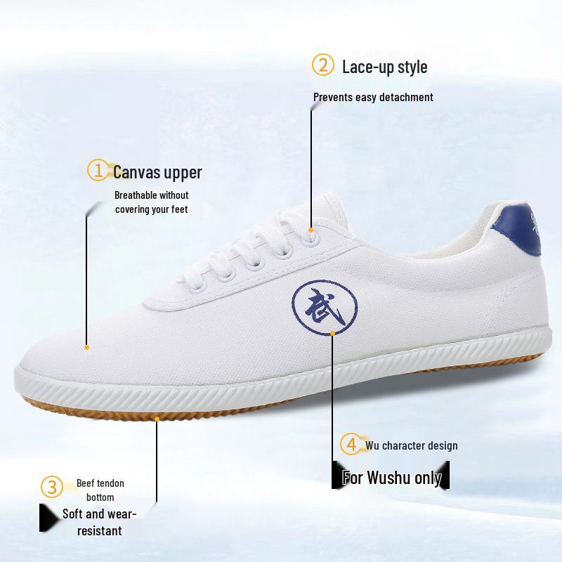 Lutai Breathable Canvas Wushu Training Shoes - Wear-resistant, Soft Sole Tai Chi Track Sneakers