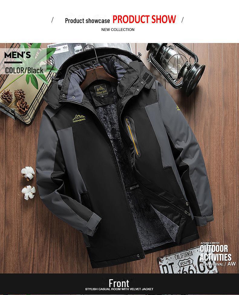 Men's Outdoor Winter Jackets: Thick, Velvet-Lined, Windproof, Waterproof, and Warm Mountaineering Jackets In Large Sizes.