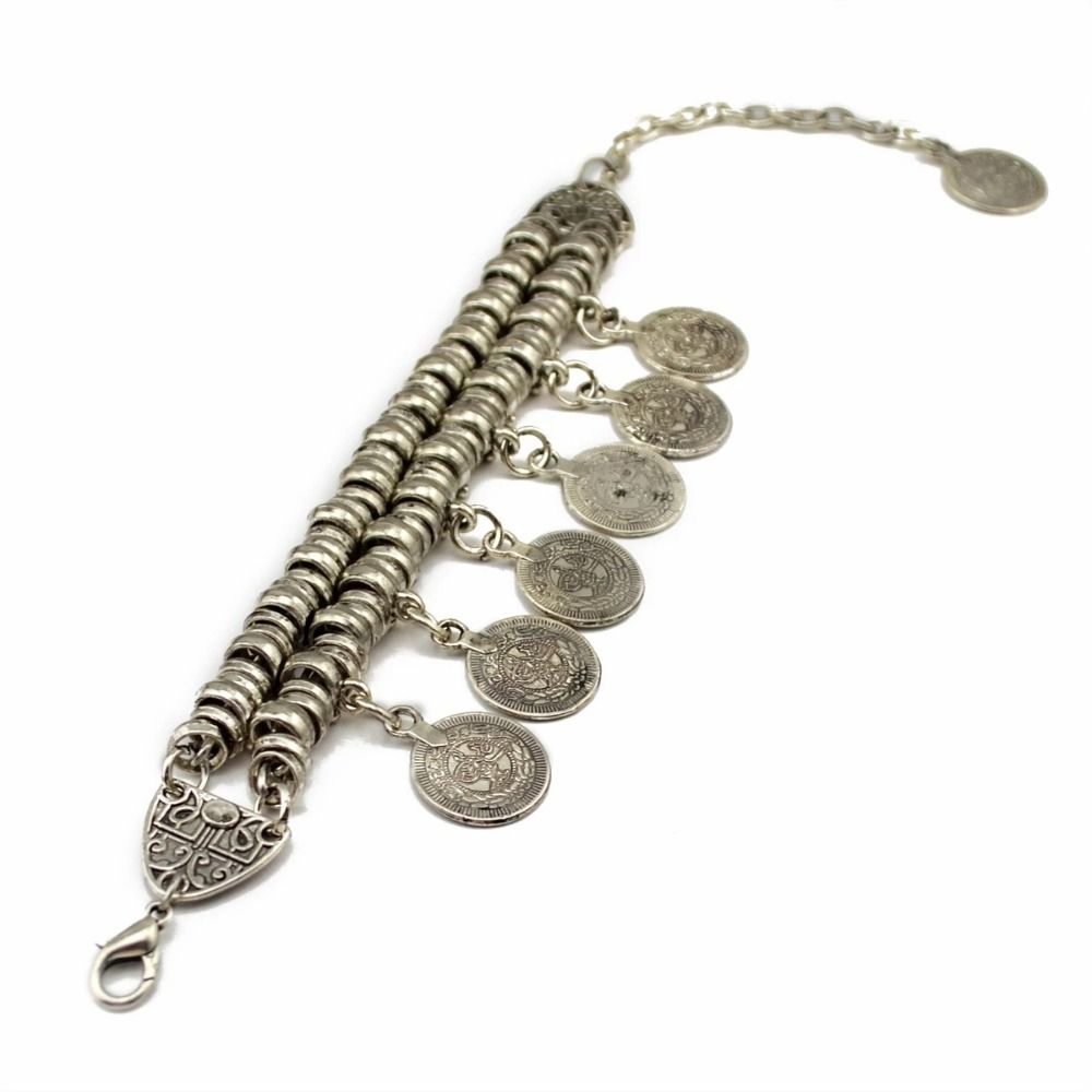 Afghan Style Vintage Bracelet Silvery Color Ethnic Bracelets Turkish Bracelet  Festival Accessory