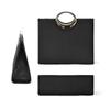 Plex 2-Wege Party-Tasche mit Strassgriff und Plissee-Design, Schwarz