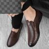 Fashion Summer Men Quality Casual Hollow Out Loafers Shoes Business Genuine Leather Shoe Luxury Brand Fashion Flats Man Breathable Shoes