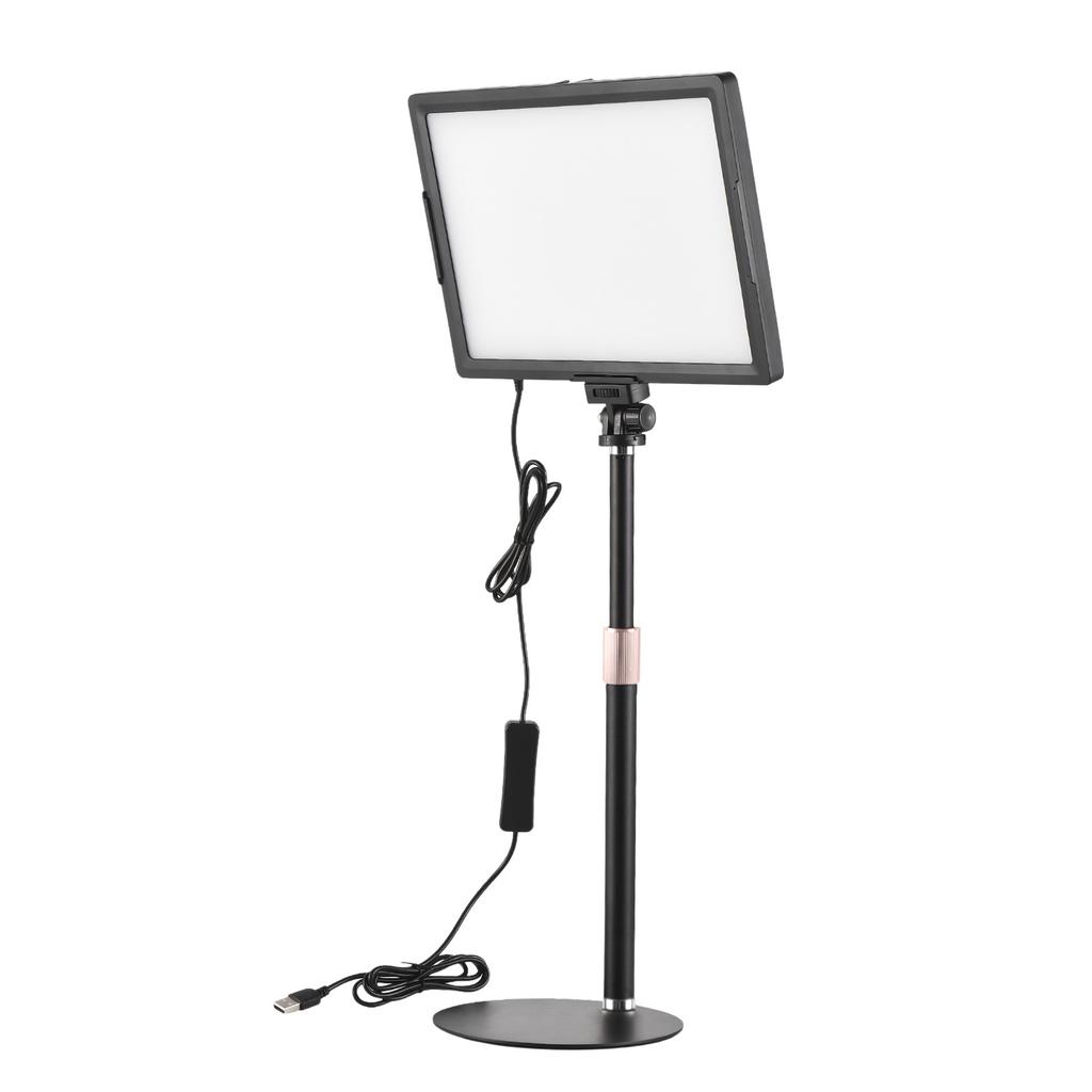 Desktop LED Video Light 15W LED Fill Light Panel with Metal Light Stand Conference Lighting 3000K 6500K Dimmable USB