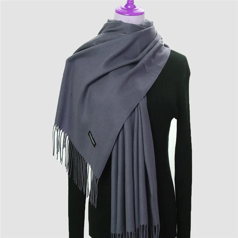 Autumn Winter Solid Imitation Cashmere Scarf for Men Women Tassel Intensification Warm Shawl Fashion Necklaces Wrap Long Scarves