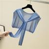 Candy Color Lace-up Ribbed Trim Knitting Shawl Women Summer Sunscreen Ultra-thin Fake Collar Cape