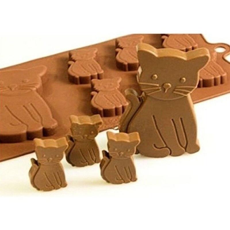 1 Pcs Cat Cake Mold Silicone 3D Kitten Biscuits Fondant Handmade Bakeware Tools Resin Clay Chocolate Candy Mould