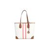 Handbag Eva Presbyopia All Over Printed Logo Striped Letters Color Matching Canvas Mother-in-law Tote Bag Women's Style Vanilla White
