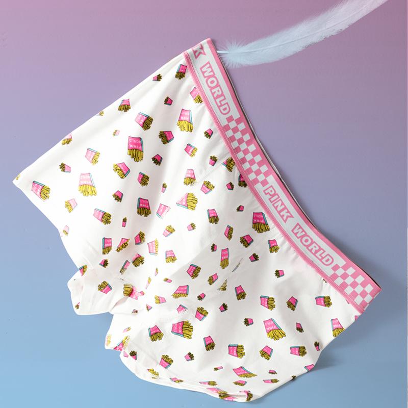 Calzoncillos Boxer Transpirables Estampados de Algodón Puro para Hombre - Pantalones Cortos Lindos Juveniles de Talla Grande de Tiro Medio