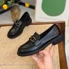 Versatile Leather Shoes One-pedal Women's Autumn New Work Soft-soled Flat-soled Black Single Shoes