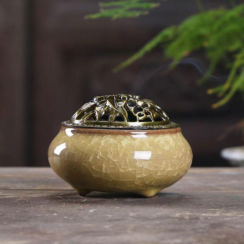 Ceramic Plate Incense Burner for Home Aromatherapy - Suitable for Bathroom, Bedroom, or Living Room.