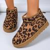 Fashion Leopard Faux Suede Ankle Boots Women Winter Thicken Plush Cotton Padded Snow Boots Thick Sole Non Slip Platform Casual Shoes