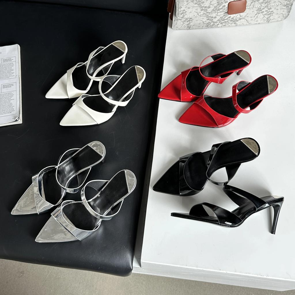 Sommer Dünne High Heels Damen Hausschuhe Mode Schmaler Riemen Spitz Zehenbereich Stripper Bankett Sandalen Pantoletten Schuhe