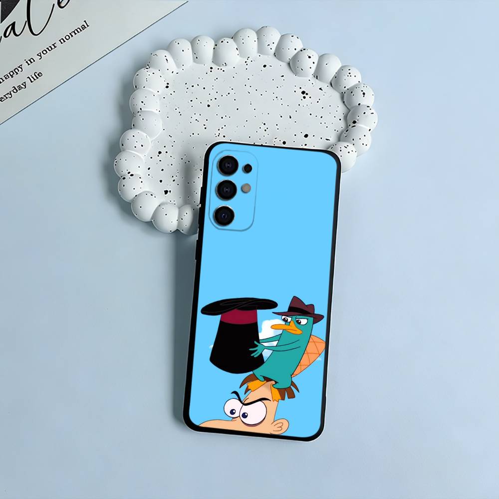 P-Perry The P-Platypus Black Soft Silicone Phone Case for Samsung S25, S24, S21, S22, S23, S30, Ultra, S20, Plus, FE, Lite