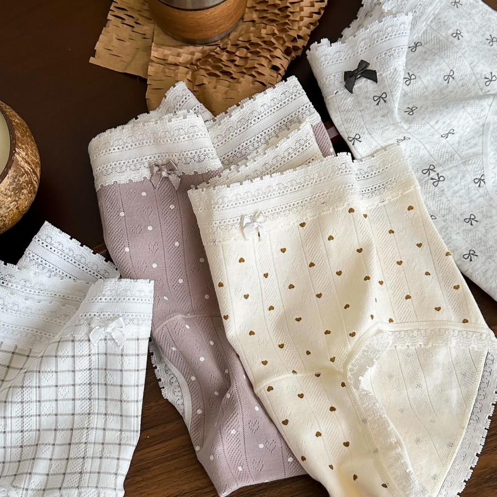 Frische florale Spitze Damen Baumwollslips - Verlängerter Schritt, Atmungsaktives probiotisches Jacquard.