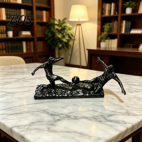Soccer Desktop Decoration Player Statue, 3D Printed 2 Men Playing Figurine, Sports Football Figurine Collectible Table Sculpture for Home, Office