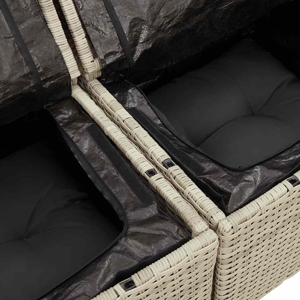 Vidaxl Garden Sofa With Cushions, 2-Seater, Light Grey, Poly Rattan