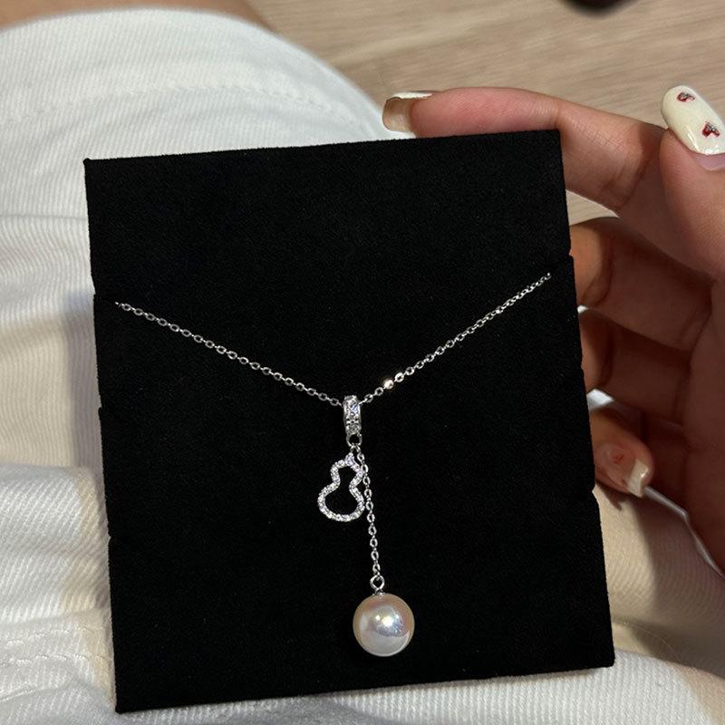 Light Luxury High-End Zircon Gourd Pearl Pendant Necklace Female Elegant Personality Fashion Versatile Neck Chain Sweater Chain