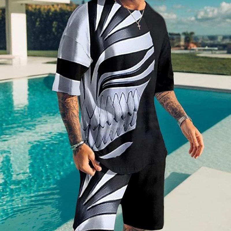 Men's Graphic Prints Technology 2pcs Tees Sets Matching Sets Short Sleeve Short Pants Summer