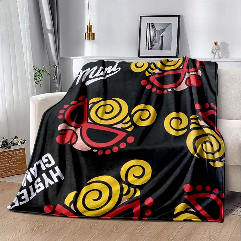 H-Hysteric-s M-Mini Cartoon Art Print Flannel Blanket Ultra Soft Warm Throw For Couch Bedroom Living Room Indoor Home Decor Gift