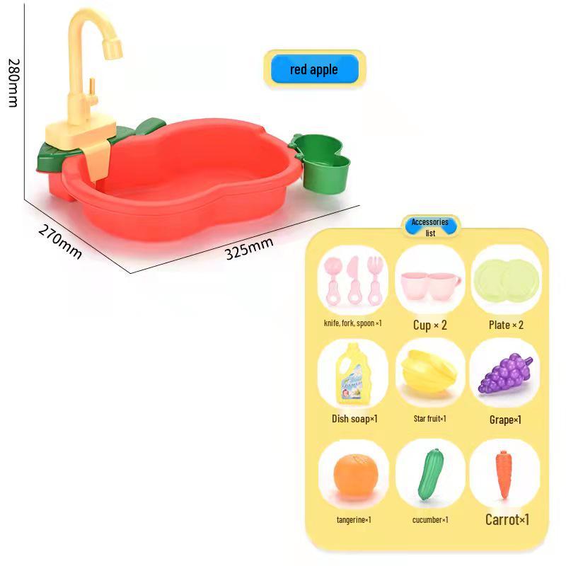 Children's Pretend Play Electric Sink with Circulating Water and Vegetable Washing Features