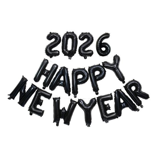 HAPPY NEW YEAR 2026 Balloon 16 Inch Foil Letter Happy New Year Balloons NYE Banner Backdrop Decoration for New Year Eve Party Supplies