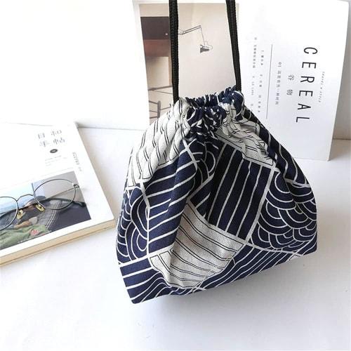 Set of 2 Bento Bags, Drawstring Lunch Bags, Bento Bags, Small, Linen/Cotton Material, Suitable for Adults, Men, Women, Boys, Girls, and Kids, Convenie