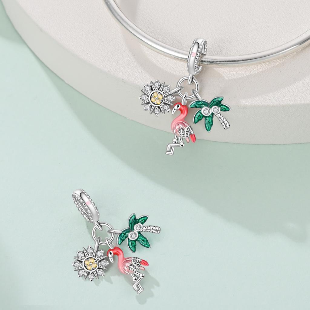 Charm Bead Charms Authentic copper Pink Summer Pendant Insect Charm Bead Charms Compatible With Bracelets Diy Fine Gift Women Delicate Jewellery