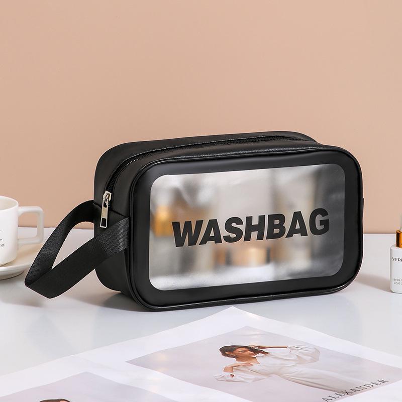 Large Waterproof Frosted Makeup Bag with Wet/Dry Separation, Portable Handheld Design