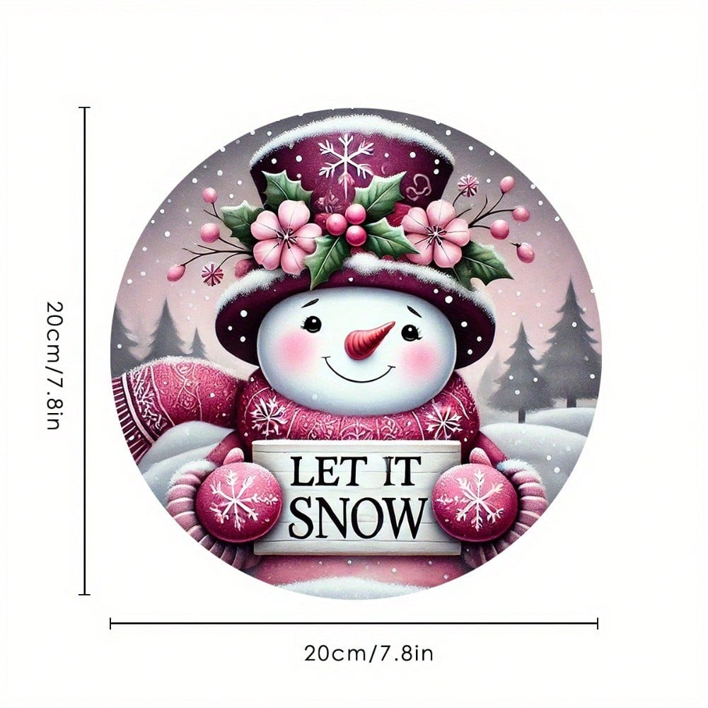 

Aluminum Snowman Foil Engraving Round Sign Home Decor Holiday Wall Art Gift 20x20 різнокольоровий