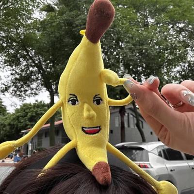 Funny Big Banana Hairband with Music Wide-brimmed Hairpin New Plush Doll Headband