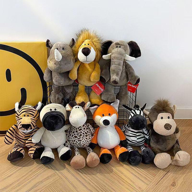 8" Cartoon Forest Animal Plush Toys: Elephant, Lion, Fox, Raccoon - Small Custom Cloth Dolls