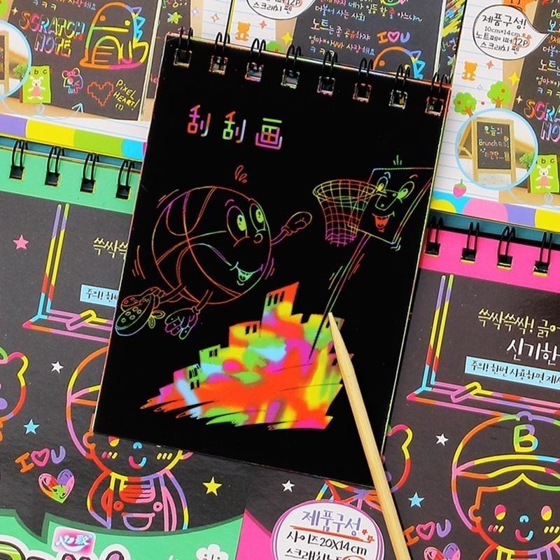 DIY Sketchbook Scratch Stickers Notepad Figure Painters Children Gift Toys Creative Imagination Office
