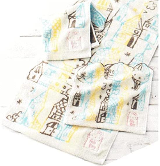 Marushin Sanrio Hello Kitty Hand Balloon Jacquard 3005024300 Towel, 25x25cm, Map, 100% Cotton, Towel,