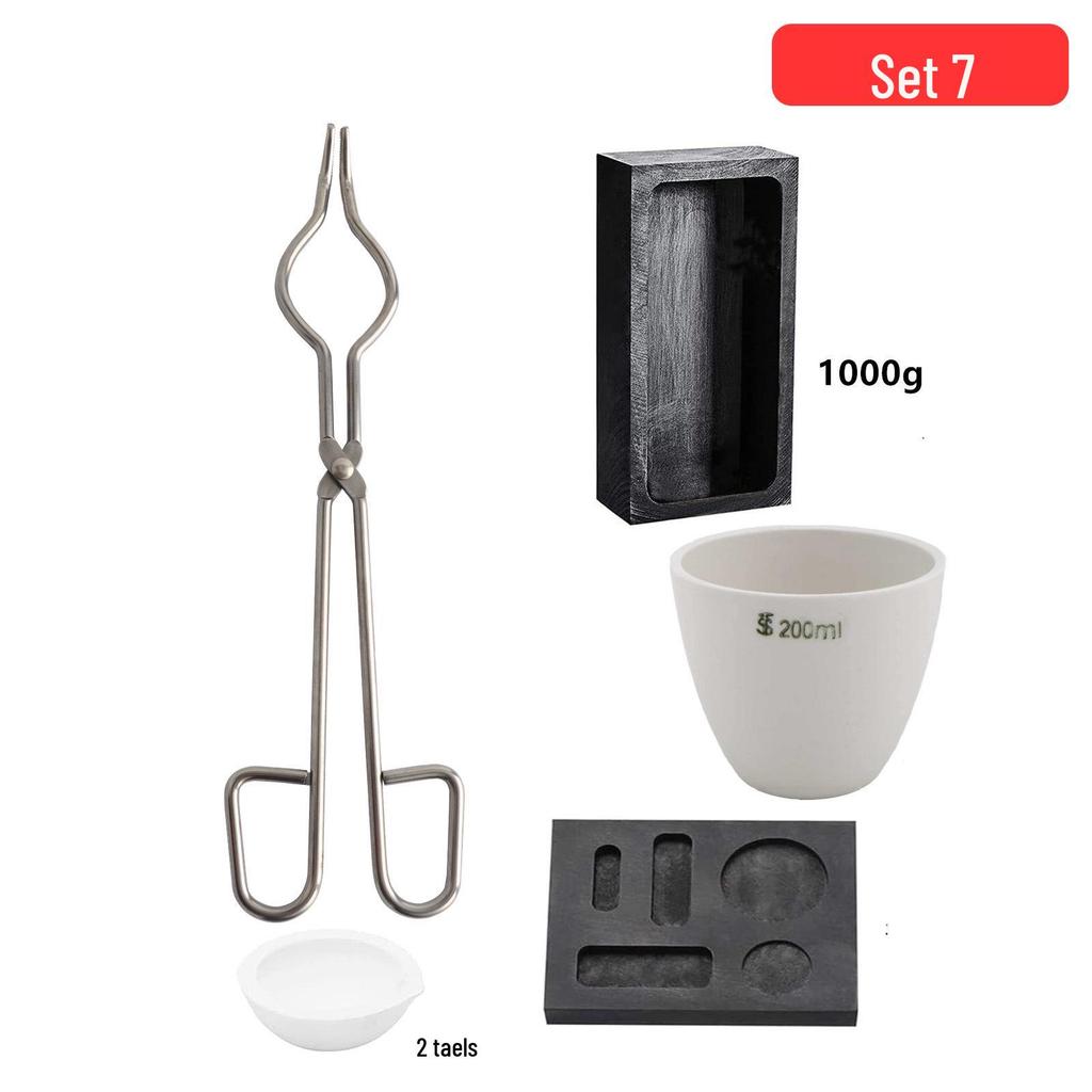 Jewelry Accessory Set: Gold Melting Crucible, Tongs, Firebrick, Graphite Rod, Oil Pan, Gold Beating Tools, Stainless Steel