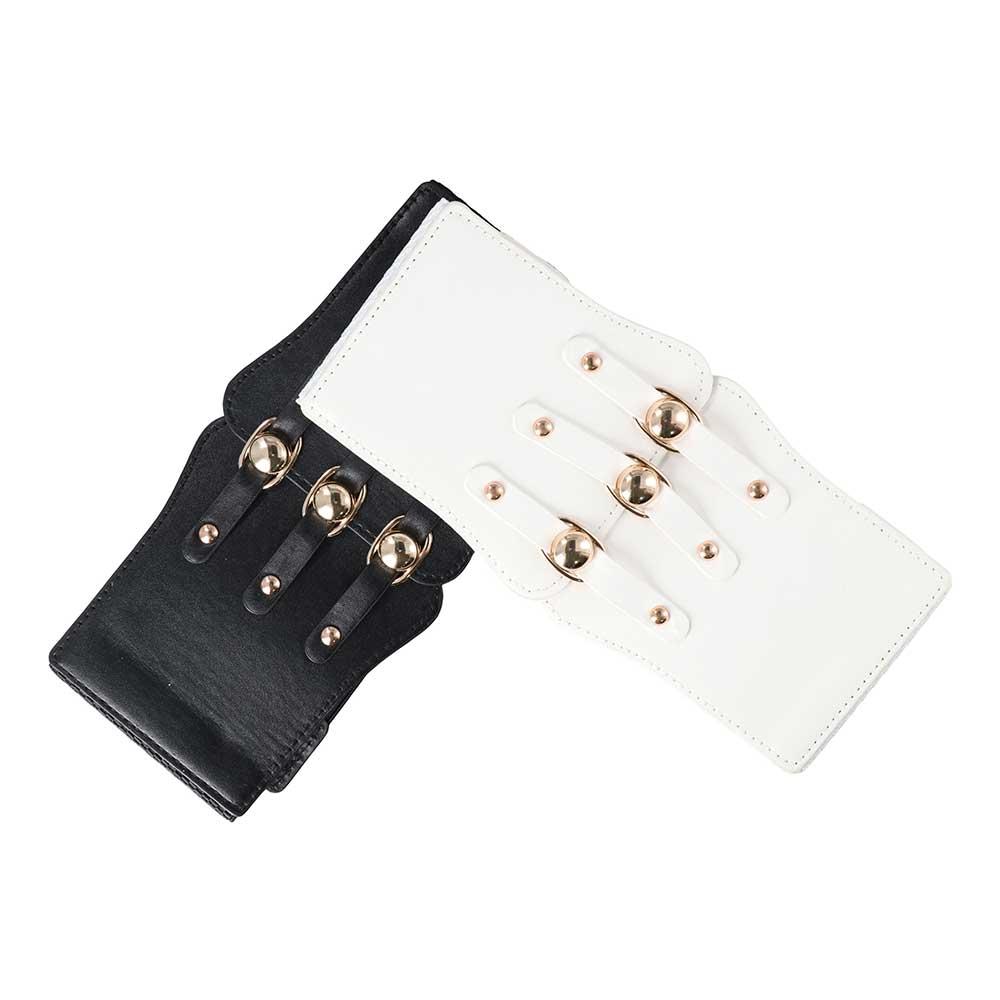 Buckle Female Corset Skirt Decorations PU Leather Cummerbund Wide Waistband Elastic Waist Strap